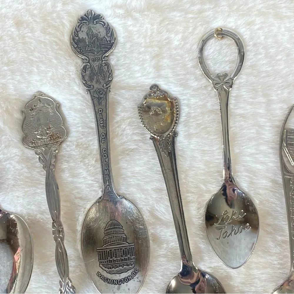 Vintage Souvenir Spoons Assorted Lot Set of 17 Crafting Projects Jewelry Making